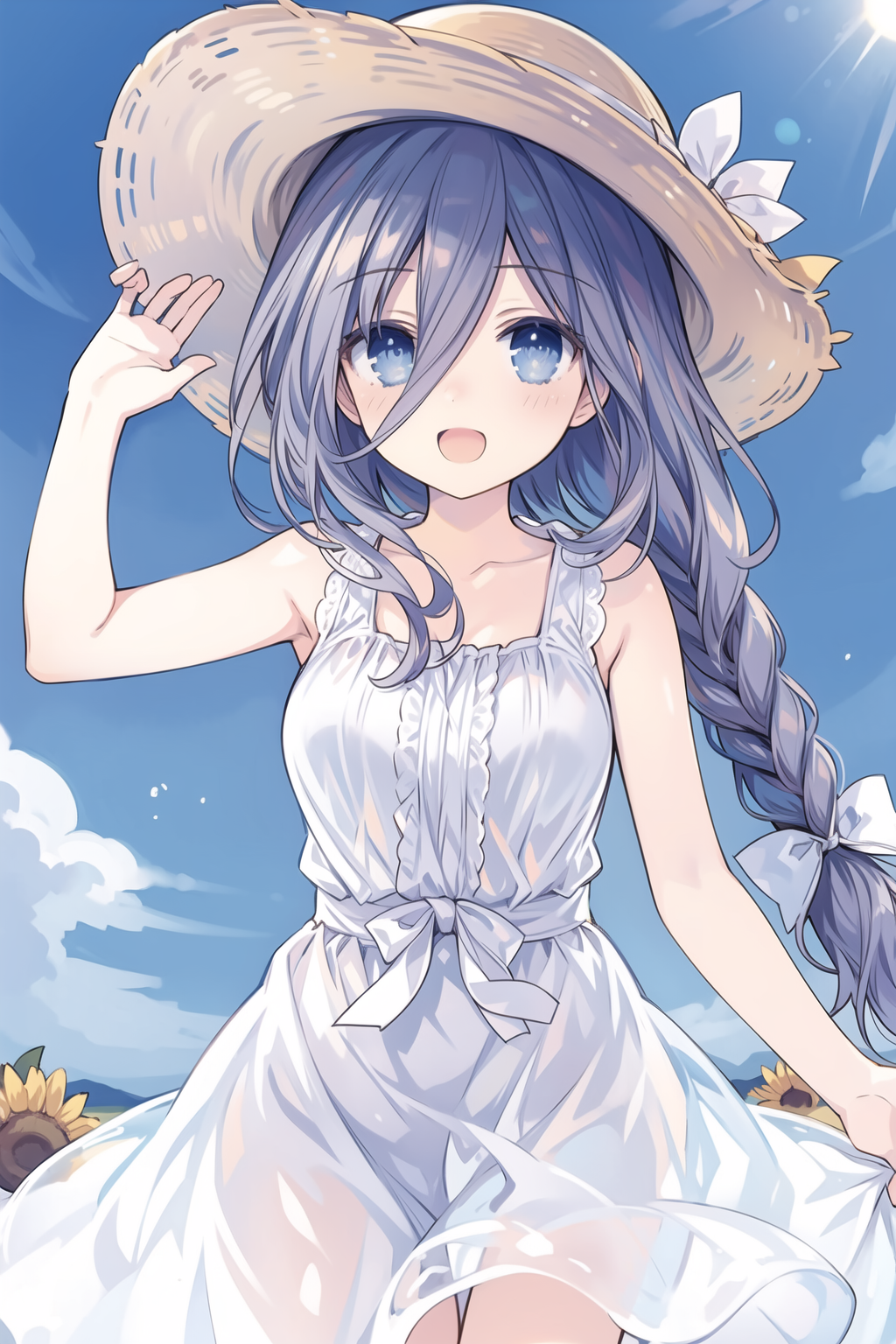 07007-934410458-(masterpiece, best quality), takamiya mio, white dress, single braid,sun hat,sleeveless,white bow,relaxing, outdoors, sunflower (1).png